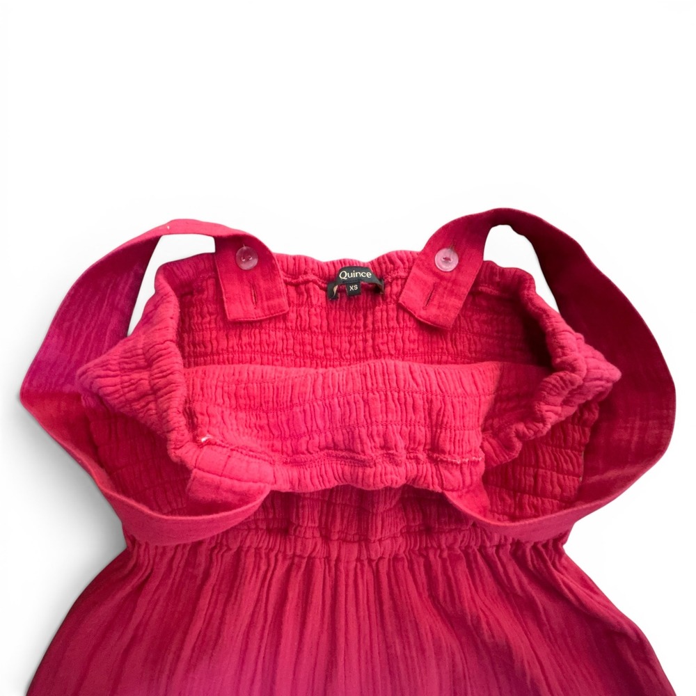 Quince Red Smocked Jumpsuit Wide Legs Size XS - Picture 3 of 8